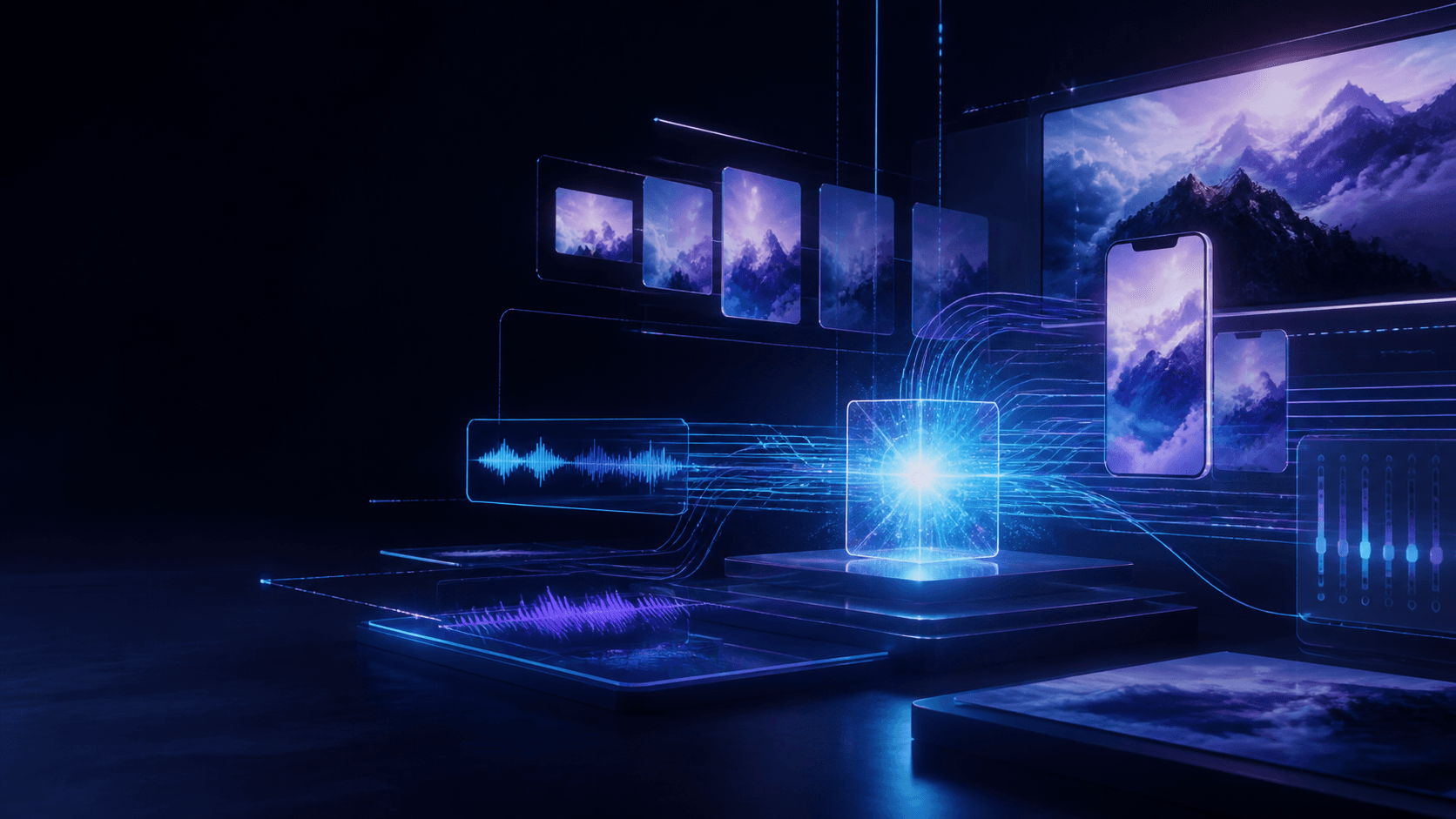 A luminous campaign concept expanding into video, social, audio and display advertising formats.